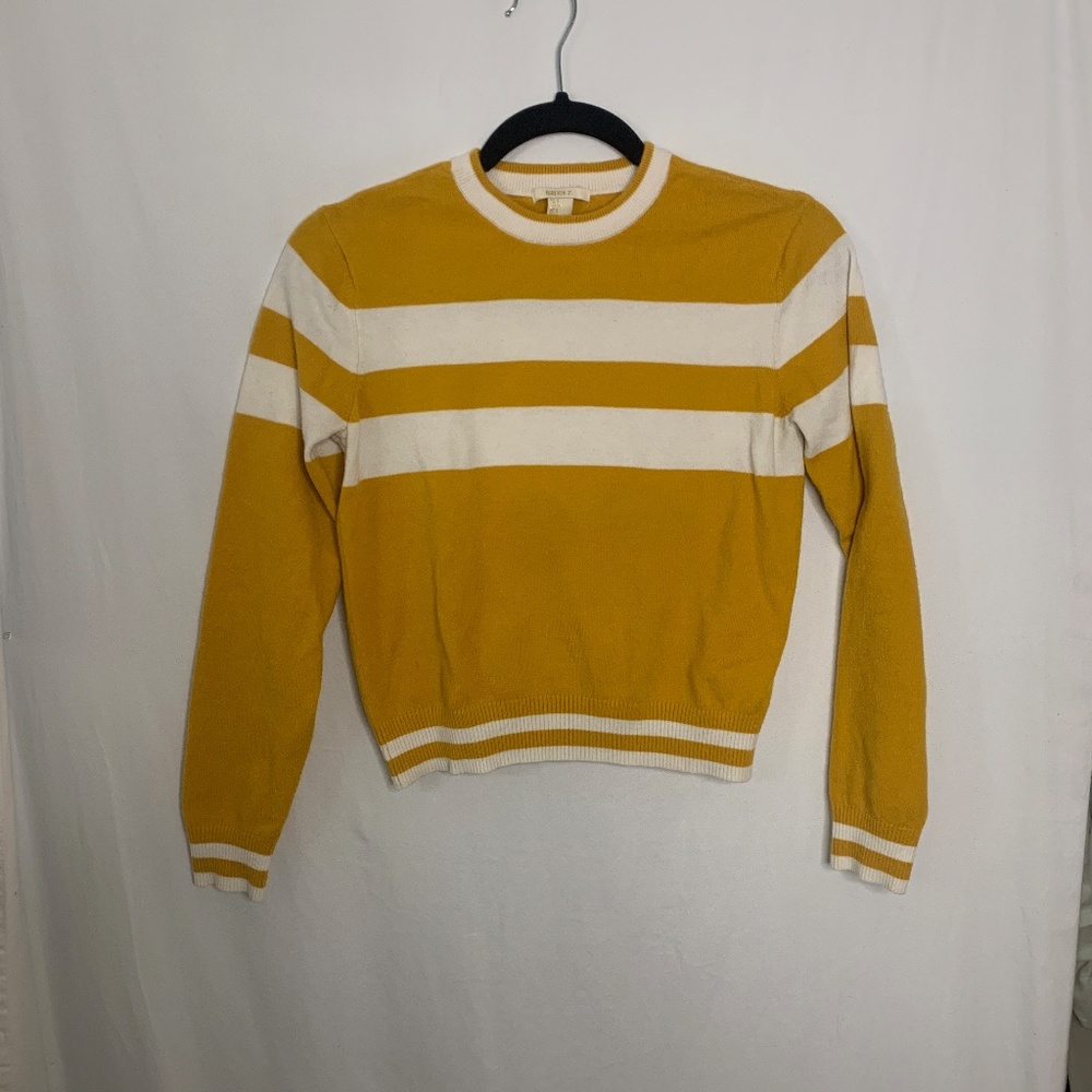 🦋 Forever21 Yellow Striped Long Sleeve Crop Top